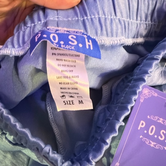 Posh Blue Wide Leg Pants with Elastic Waistband - Picture 5 of 7